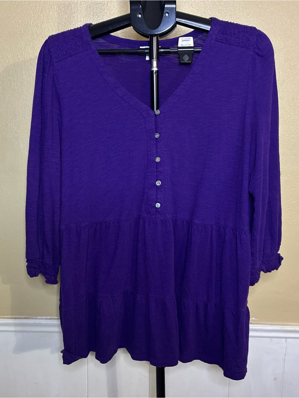 J. Jill Purple Button-Front Peasant Tunic